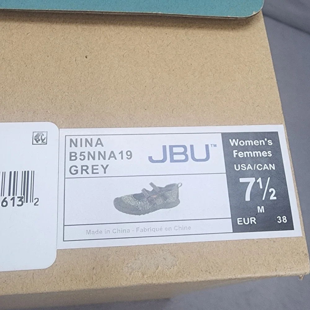 JBU Nina Mary Jane Flats Grey Textile Double Strap Women Size 7.5 M B5NNA19 NIB